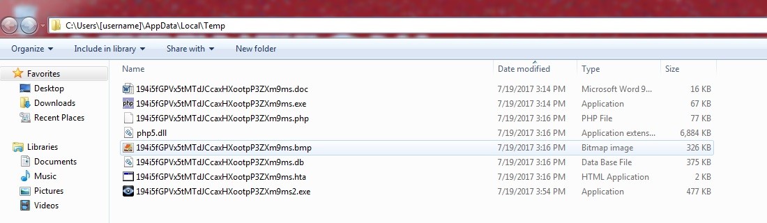 Fig3: Dropped files at %temp% location